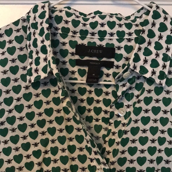 J. Crew Perfect Button-Up with bees and hearts - Picture 2 of 2